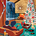 Mid Century Couple Christmas illustration