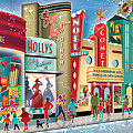 Vintage Main Street Christmas Wall Art Panorama